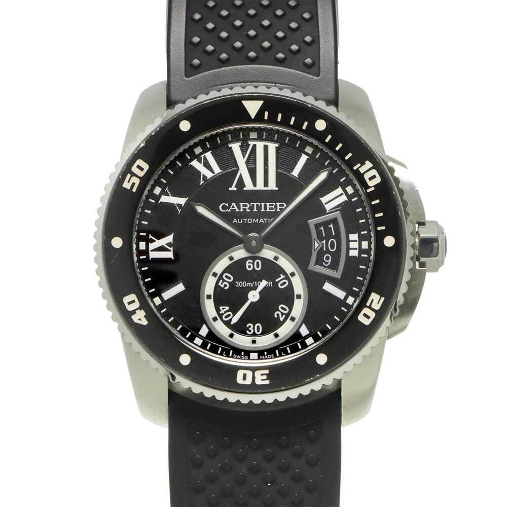 Cartier Calibre de Diver W7100056 Men's Watch, Date, Black, Automatic Movement